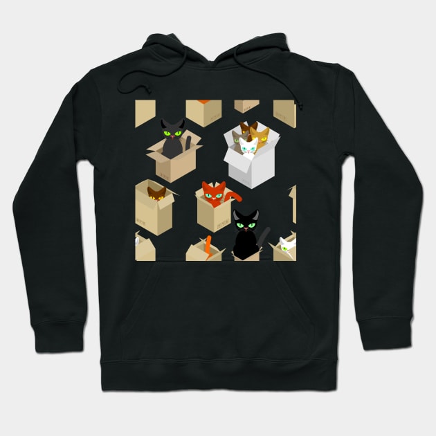 Cats in boxes Hoodie by Art by Ergate